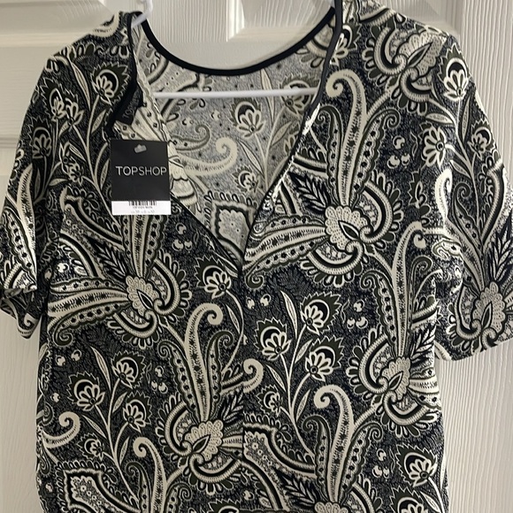 NWT Shop Top, Paisley Women's Sheer sleeve back zippered shirt Size 6 - Picture 7 of 11